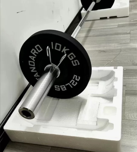 底价烤漆杠铃片四条筋整套100kg大孔运动...