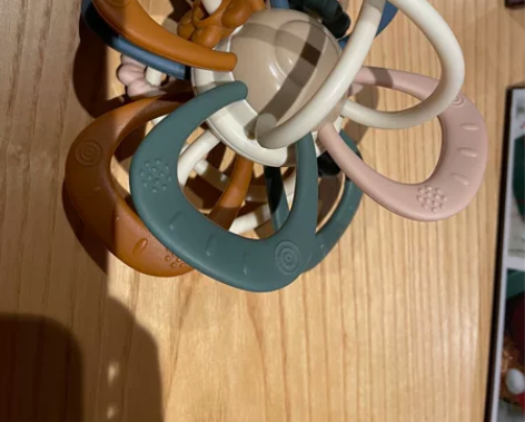 贝易曼哈顿手抓球咬咬牙胶磨牙棒婴儿宝宝防吃...