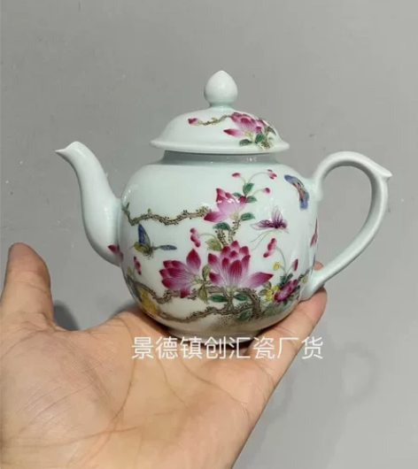 #杯早期艺术瓷厂老艺人手绘釉上珐琅彩玉兰花...