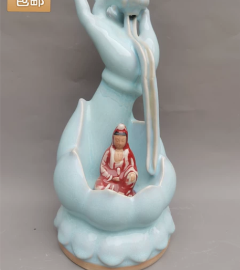 钧瓷窑变天青月白釉佛手倒流香  适摆件收藏...