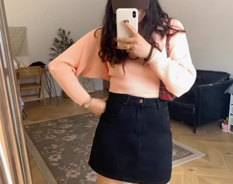 大码博主闲置 2xl 黑色高腰牛仔半身裙女...