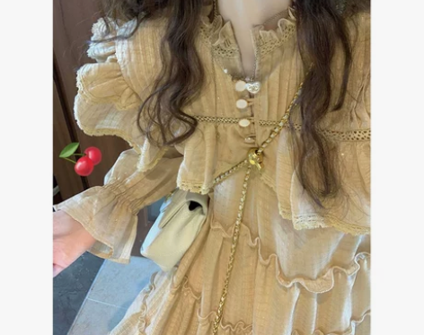 裙子秋季2023年新款宽松显瘦气质蕾丝拼接...