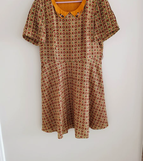 伊芙丽 连衣裙 印花黄色 XL 收腰 短袖...