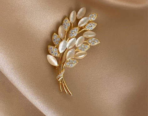 猫眼石麦穗高档胸针女设计感小众奢华网红防走...