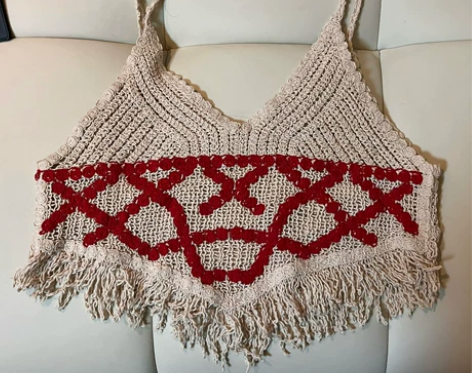 针织吊带女2023新款复古设计感性感拼色钩...