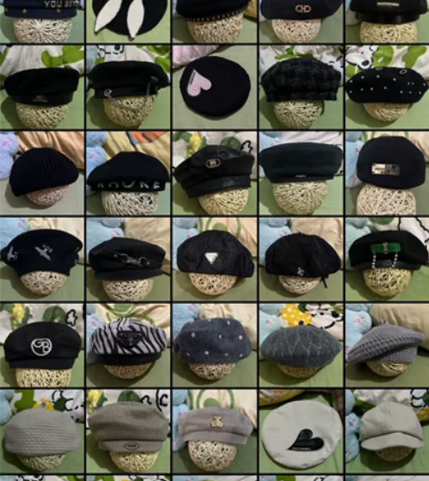 网红皮边贝雷帽女秋冬羊毛针织蓓蕾帽日系百搭...