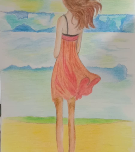 彩铅画看海的女孩 感兴趣的话点“我想要”和...