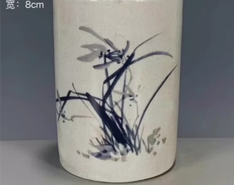 古玩古董瓷器收藏 清代光绪年制开片粉彩笔筒...