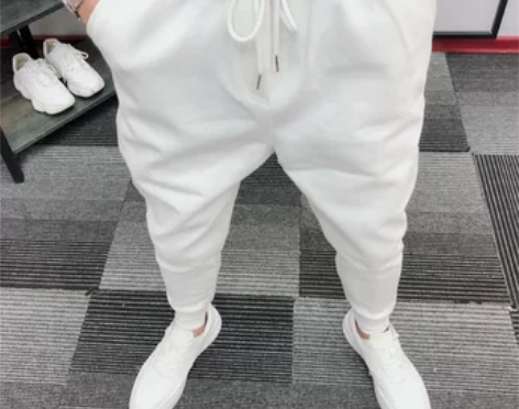 纯色运动裤男束脚卫裤修身哈伦裤男士春季简约...