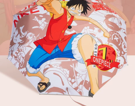 防晒黑胶海贼王折叠便携雨伞男女晴雨两用手动...