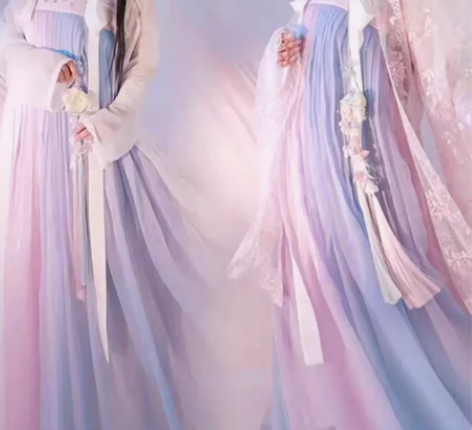 【东月棠】春樱六米摆 M 紫蓝齐腰齐胸襦裙...