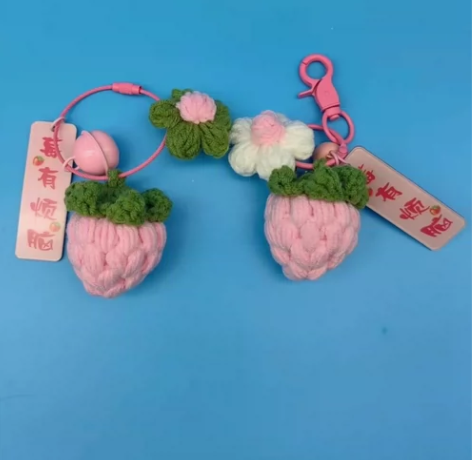 DIY手工钩织草莓，没有烦恼，钥匙扣，包包...