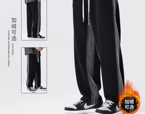 休闲裤子男款秋冬美式潮流加绒运动卫裤男生宽...