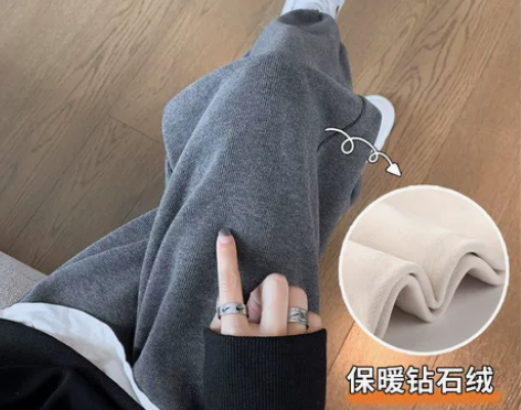 加绒运动裤子女2023年新款束脚宽松秋冬卫...