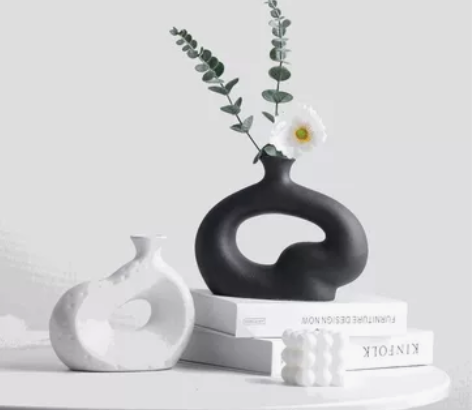 北欧创意陶瓷花瓶ins风家居插花小摆件轻奢...