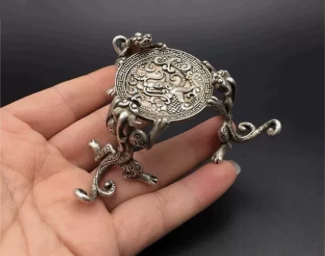 白铜螭龙油灯铜器貔貅烛台摆件家居办公佛堂装...