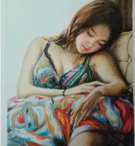 纯手绘彩铅画像圣诞礼物定制素描人像手绘人像...