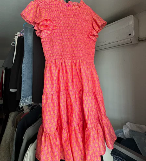 粉色裙子连衣裙版型超棒甜美田园风印花甜美碎...