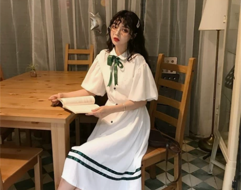 超仙女森系甜美收腰显瘦气质连衣裙子御姐风港...