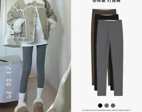 灰色鲨鱼裤女2023新款秋冬加绒加厚外穿棉...