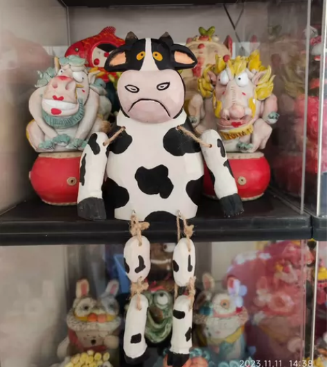 闲置清仓特价 奶牛木雕摆件装饰品 标价为实...