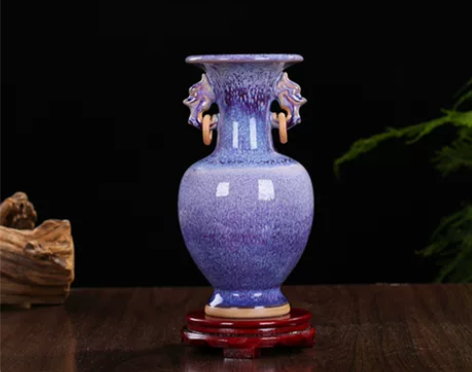 景德镇陶瓷器仿古钧瓷开片小花瓶现代家居客厅装饰工艺品桌面摆件...