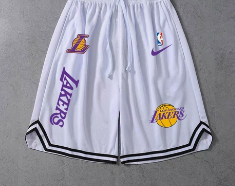NBA湖人短裤运动五分裤透气美式无破损问题...