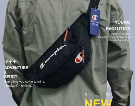 潮牌腰包男士休闲印花胸前包新款时尚网红女挎...