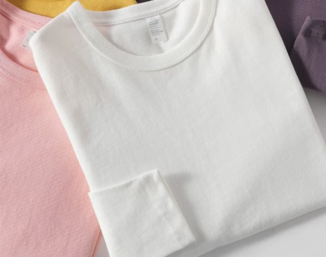 300g重磅长袖t恤男纯棉厚实宽松纯色白色...