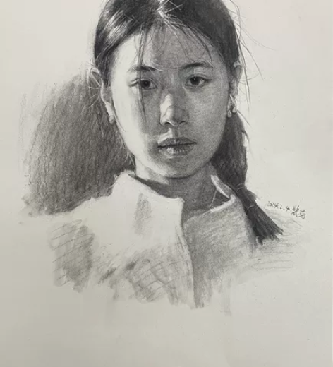 照片素描人物肖像定制 工具：炭笔、素描纸有...