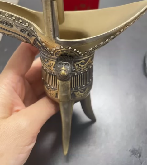 镀金父辛爵酒杯 收藏！大小：18厘米*13...