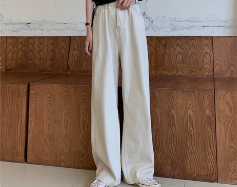 搬家闲置，大码杏色裤子胖妹妹显瘦拖地裤阔腿...