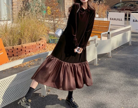 新款首发 三天出货 丝绒连衣裙 C338-...