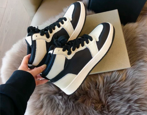 网上无双 2022秋季新款真皮高帮板鞋女鞋...