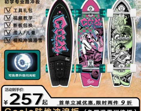 Geele陆地冲浪板PU弹簧桥专业成人初学...