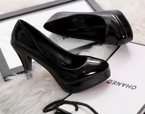 全新cos高跟鞋万用10厘米8cm黑色大码...