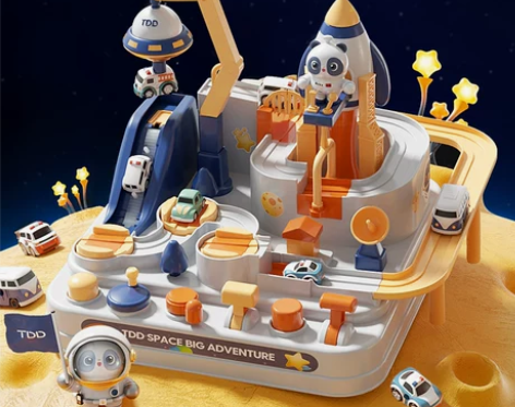 淘嘟嘟抖音益智小火车轨道车汽车闯关大冒险儿...