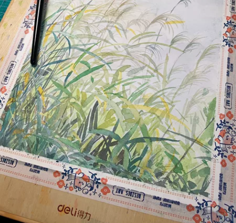 手绘风景水彩 颜料：史明克固体水彩 纸：阿...