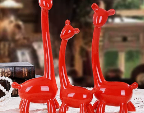 陶瓷工艺摆件现代客厅卧室摆设 一家亲鹿红色...