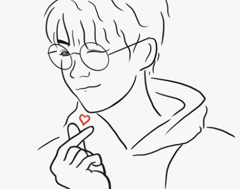 真人转手绘线稿图头像定制，画风如图。标价是...