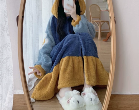 珊瑚绒睡裙睡衣女秋季冬季天可爱公主风长款睡...