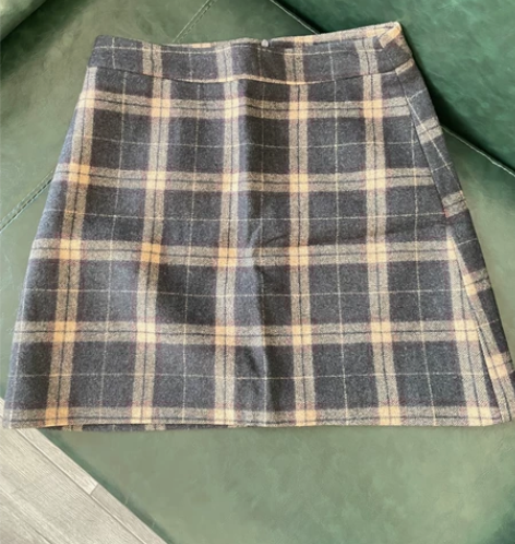 毛呢格子A字短裙 全新全新 全新 M码 1...