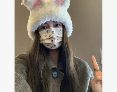 毛绒兔耳朵帽 白色 全新 包邮 不退不换