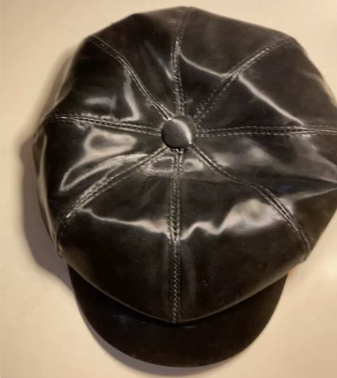 ?秋冬黑色八角帽贝雷帽女亮面pu皮质 头尾...