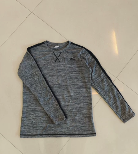 全新美津浓休闲运动上衣 圆领长袖华夫格舒适...