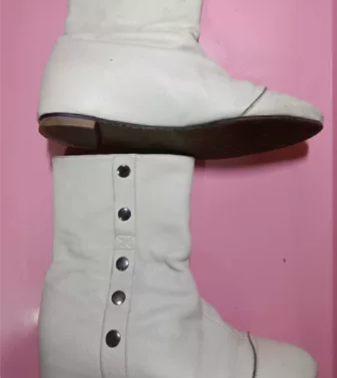 38码羊皮中筒女靴,白色内增高高跟鞋,鞋跟...