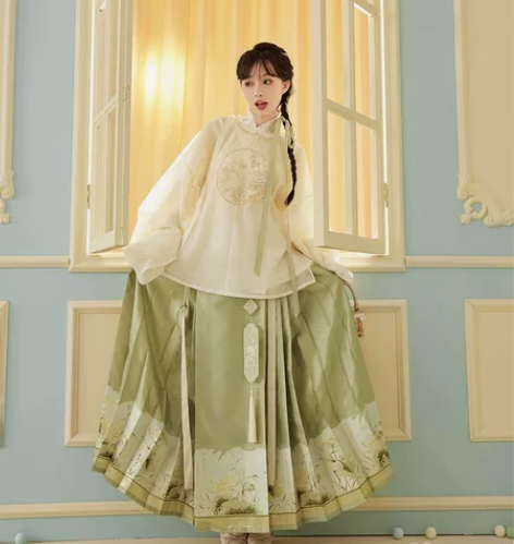 七月夕原创汉服 窥荷 明制交领短衫绣花圆领...