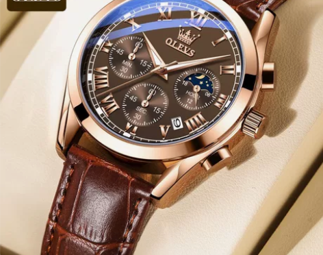 欧利时品牌手表三眼六针计时石英表跨境热销全...