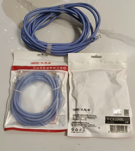 包邮全新闲置。六类千兆网线。两米两条,五米...