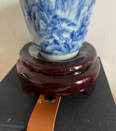 景德镇手绘青花主人杯 纯收工胎宋物志山水青...